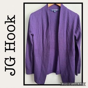 JG Hook Purple Wool Blend Open Front Cardigan Size S
